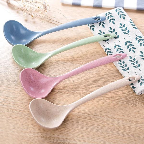 

wheat straw soup spoon hosehold long handle porridge spoon rice ladle tableware meal dinner scoops kitchen tools