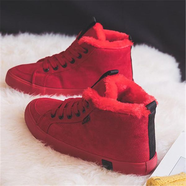 

winter sneakers women warm fashion ankle boots plush fur keep warm woman shoes lace up round toe shoes comrfortable woman, Black