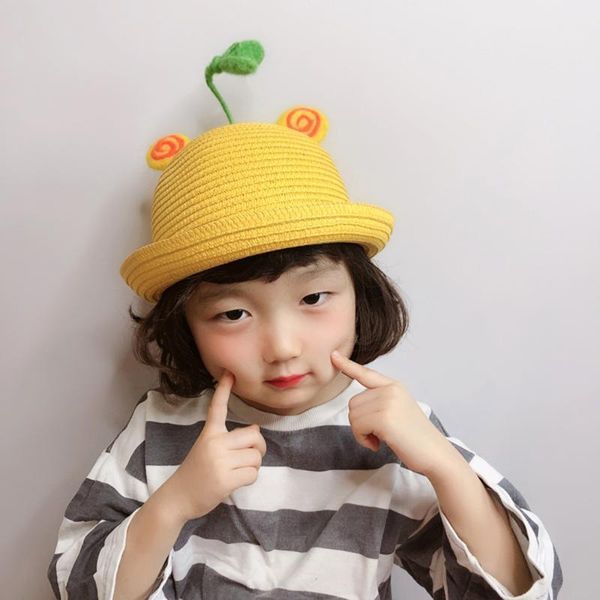 

beach straw hat children's sunshade hat summer outing fisherman boy and girl baby1, Blue;gray