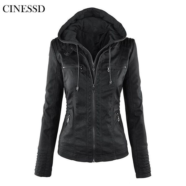 

2021 new women autumn winter faux soft leather jackets coats lady black pu zipper epaule motorcycle streetwear