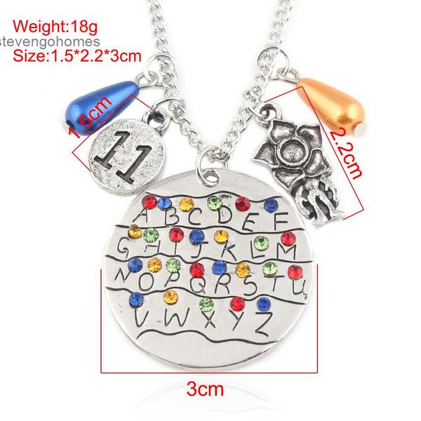 

story eleven 26 letter necklace small strange 11 peripheral key ring, Silver