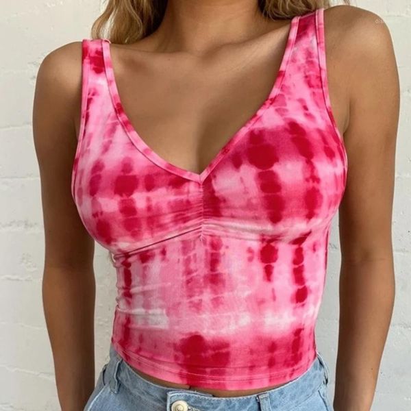 

running jerseys v-neck slim vest summer colorful dye print women fashion casual sleeveless basic backless, Black;blue