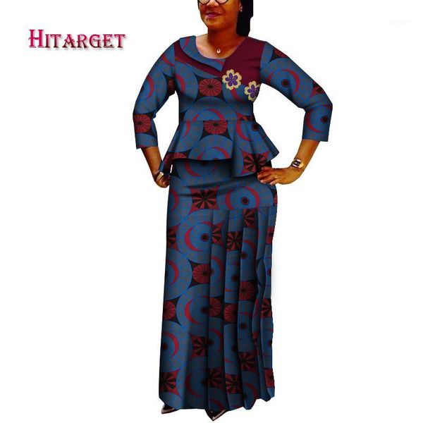 

ethnic clothing 2021 african women vintage plus size 2 pieces skirt set traditional crop and clothes wy63691, Red