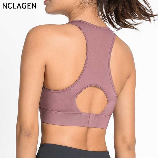 

nclagen women sports bra high impact support female push up yoga training solid fitness workout gym underwear padded, White;black