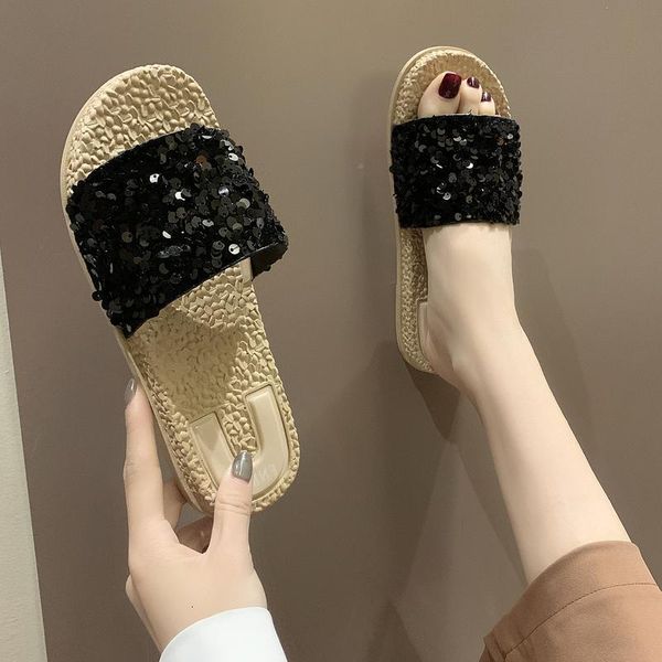 

women shoes slippers for women in summer wear fashion 2020 new thick bottomed versatile net red muffin medium heel ins fashion