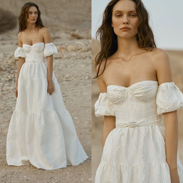 

eisen stein a-line wedding dresses sweetheart appliques lace bridal gowns custom made lace-up back sweep train beach wedding dress, White