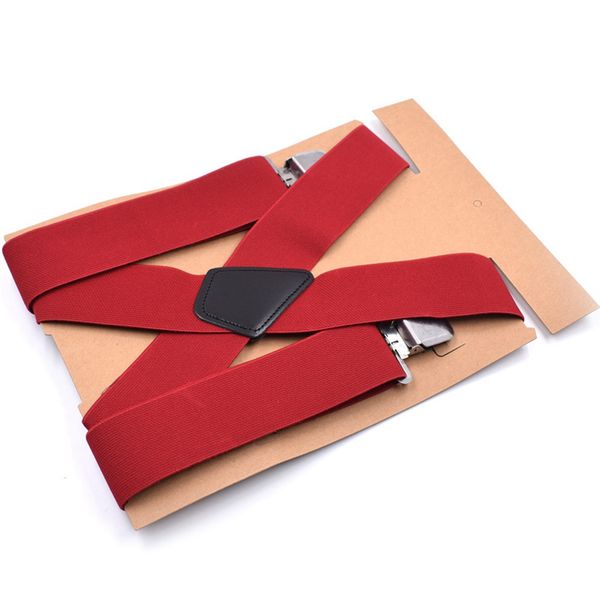 

20suspenders men 5cm wide adjustable four clip-on x- back elastic black red grey heavy duty braces suspenders mens, Black;white