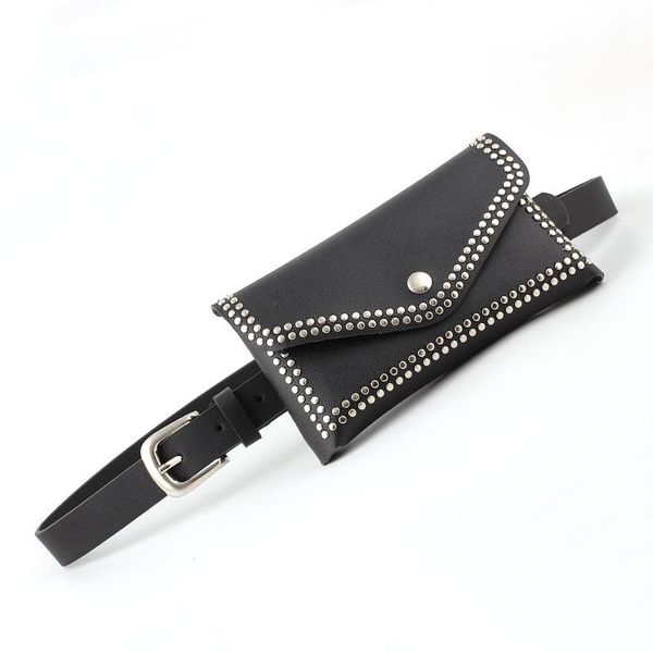 

women rivet waist belt pack casual waist bag pu leather women bags travel belt wallets fanny bags ladies fit iphone