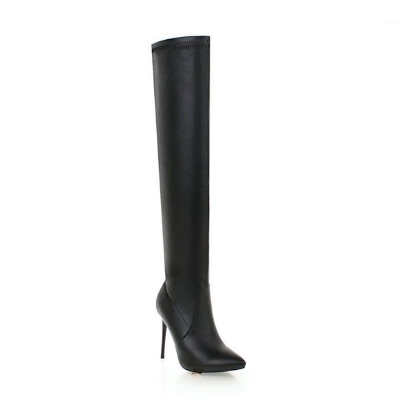 

oversized pointed boots thigh high boots knee high over the knee women ladies boots shoes woman winter women1, Black