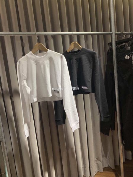 

women's t-shirt aw wangjia 19 autumn winter short long sleeve cotton simple and versatile pullover t-shirt women's top, White