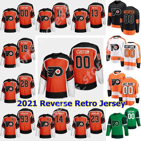 

philadelphia flyers 2021 reverse retro hockey jersey 79 carter hart jersey claude giroux oskar lindblom sean couturier wayne simmonds custom, Black;red