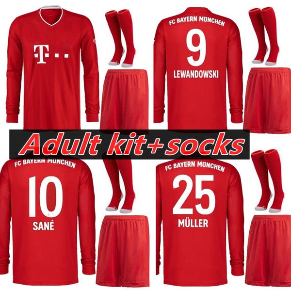 

20 21 long sleeves bayern men munich soccer jerseys home lewandowski thiago hernandez coutinho kit uniforms full set football, Black