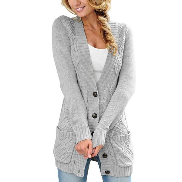 

laamei теплого свитера кардиган женщина моды среднего длинный кардиган женщина свободный карманная вязаные пальто женской повседневная верхн, White