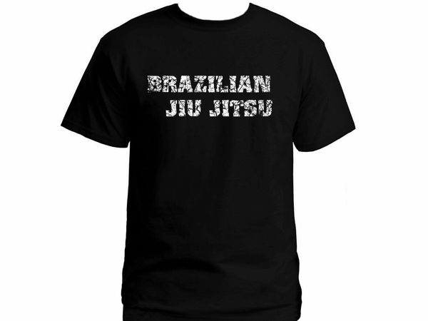 

2019 brazilian jiu jitsu bjj distressed look 100% cotton black t-shirt us xxl sport hooded sweatshirt hoodie