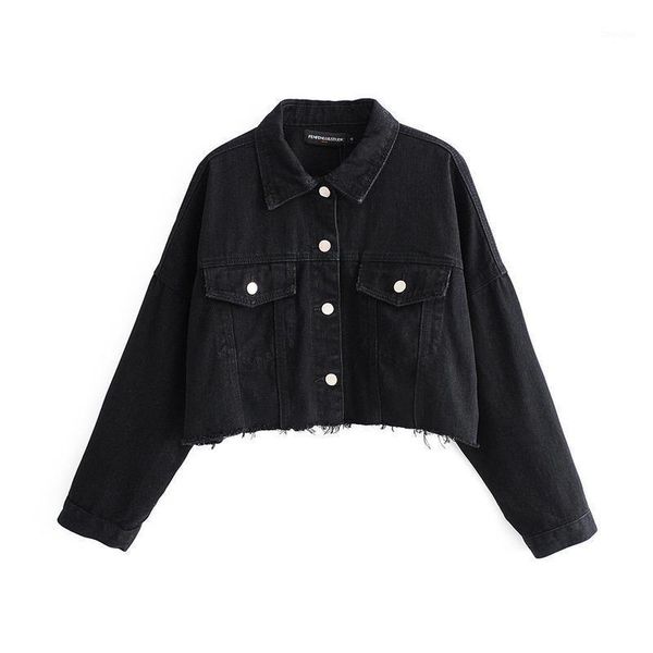 

jeans jacket and coats for women 2021 autumn black color casual short denim jacket chaqueta mujer casaco jaqueta feminina1, Black;brown