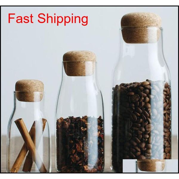 

transparent glass jar cup seasoning canister with cork ser,cookie candy spice tea cereal storage bottle coffee b qylbdm packing2010