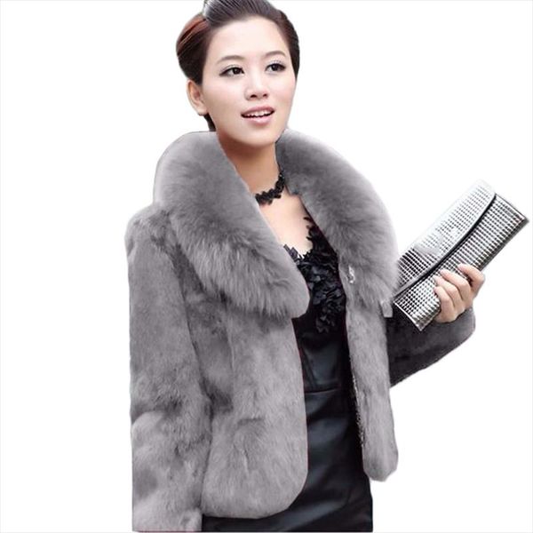 

faux fur coat women short black 5xl plus size jacket 2019 new winter fashion mom rabbit fur slim green fox collar