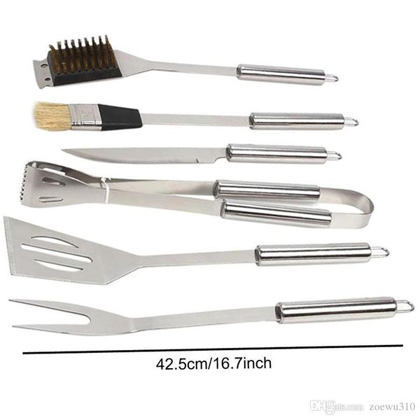 

wholesale 6 pieces set stainless steel barbecue tools cooking professional outdoor bbq utensils accessories kit with aluminum box dh1145 t03