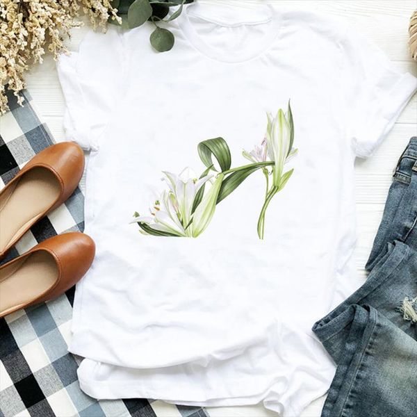 

women lady floral beach holiday streetwear cute print ladies t tee womens shirt clothes tshirt female graphic t shirt, White