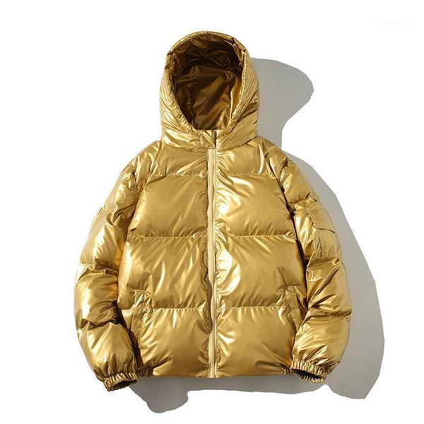

men's down & parkas winter solid color parka men thick hooded jacket 2021 warm harajuku coat male casual zipper jackets windproof outwe, Black