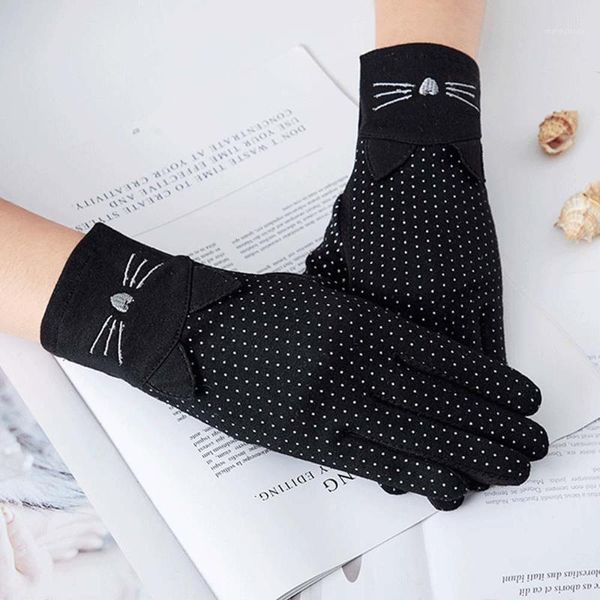 

five fingers gloves women' fashion cloth summer lace patchwork anti-skid sun protection driving short thin dot women1, Blue;gray
