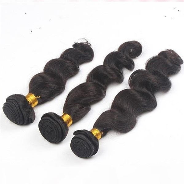 

brazilian loose wave 10-28 inch 100% human hair weave bundles 6a off black color hair extensions