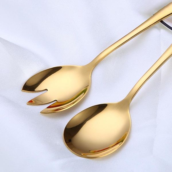 

1pcs dessertspoon salad spoon fork 4color stainless steel serving spoon set dinnerware mug cup accessories kitchen gadgets