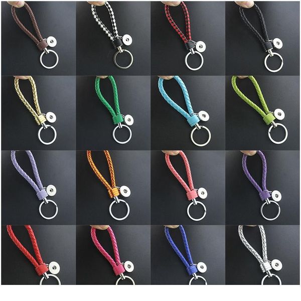 

10pcs/lot new snap jewelry pu leather keychains fit 18mm 20mm snap buttons diy snap keyring for women bbymzy