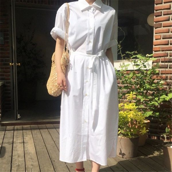 

2021 new plus size summer solid cotton comfortable and casual women robe femme loose white shirt 7slh, Black;gray