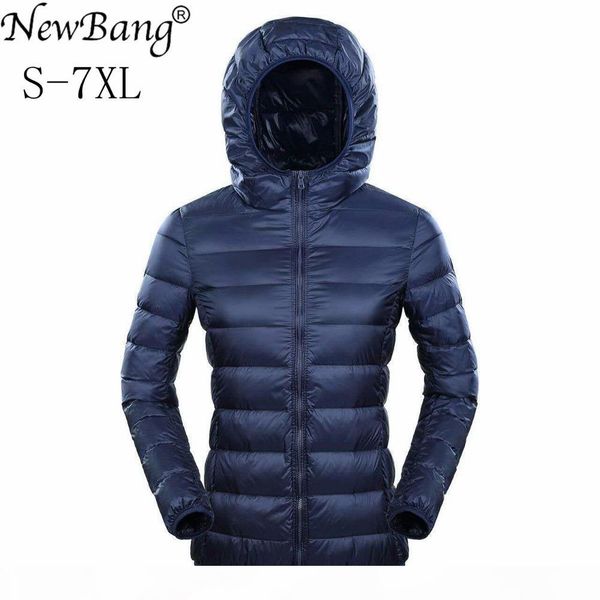 

newbang brand womens down jackets ultra light down jacket women 5xl 6xl 7xl plus feather winter thin warm windbreaker coats s18101301, Black