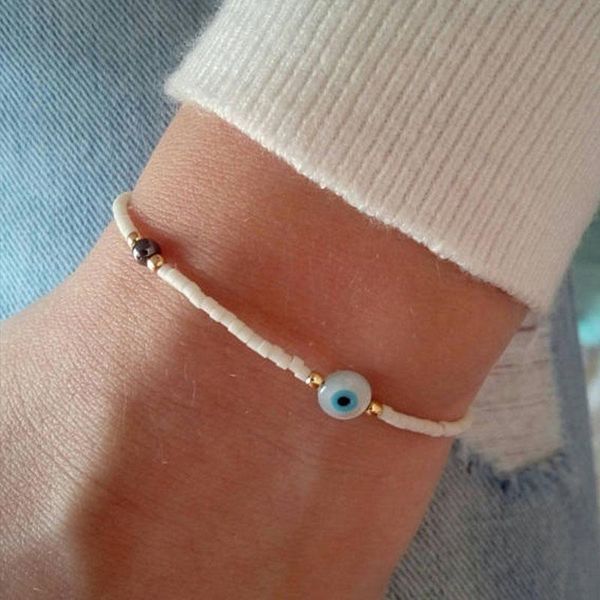

evil eye bracelet mother of pearl bracelet, Black
