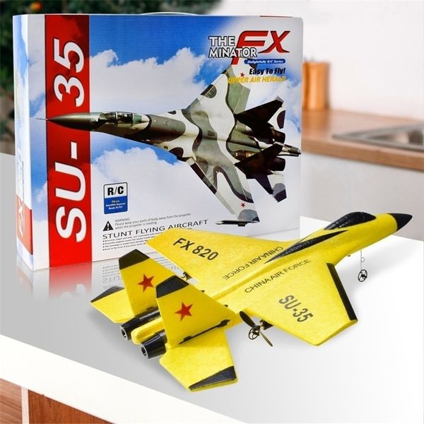 2.4G SU35 Glider RC Drone Colorful Hand Throwing Foam Airplanes Outdoor Electric Remote Control Plane for Boys Kids Toy Gift 220216