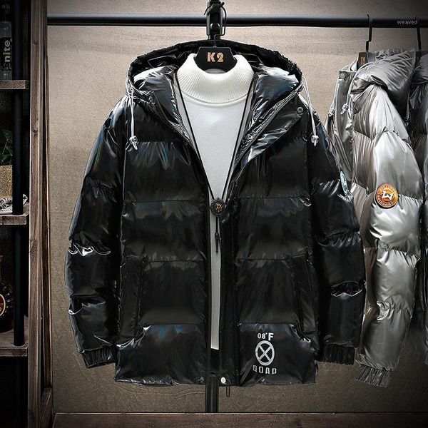 

men's winter down jacket men 2020 new zipper casual harajuku coat windbreaker hooded warm parka puffer jackets for men style1, Black