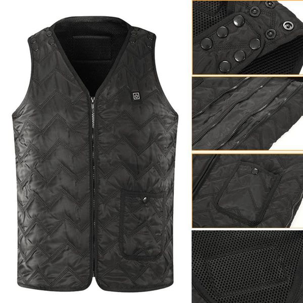 

thermal adjustable winter electric warm camping washable windproof riding usb charging heated vest skiing outdoor hiking kg-104, White;black