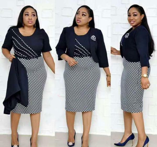 

2019 new fashion summer african women plus size knee-length dress -3xl1, Red