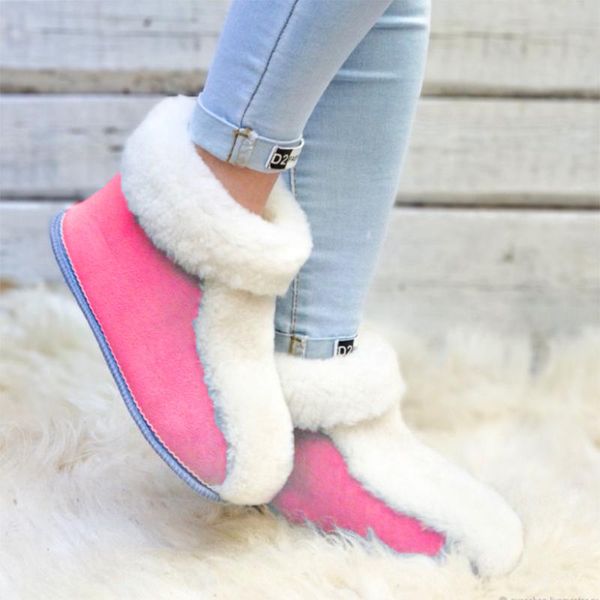 

cute winter fur snow boots for women comfort casual ankle furry booties warm shoes fashion new style wool suede flats, Black