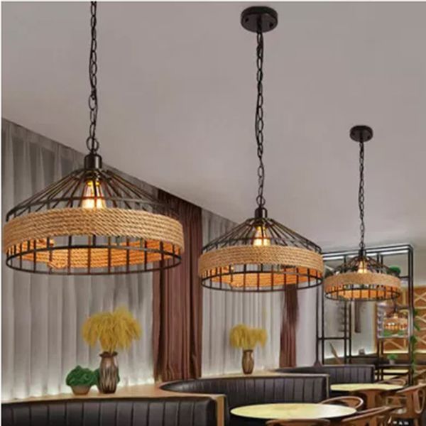 

led american country creative lamp sitting room dining-room decorate fleld restoring ancient ways round twine droplight
