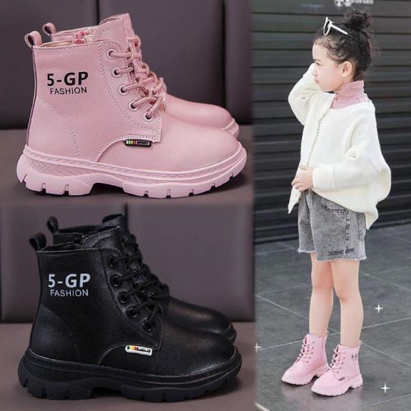 

winter girls' martin leather 2020 new plush and children' sho women' autumn single snow boots, Black;grey