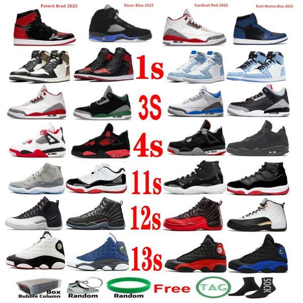 CON SCATOLA designer 2023 Nuovi uomini Scarpe da basket Cardinal Red 5S Racer Blue 4 4s Black Cat Thunder Bred 12 Playoff Bianco Oreo 11 Space Jam Concord 45 Sneaker Trainer Hiki