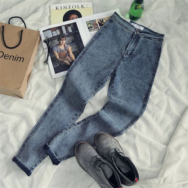 

high waist jeans for women casual stretch autumn denim pencil pants lady slim elastic skinny jeans spring trousers female lj200819, Blue
