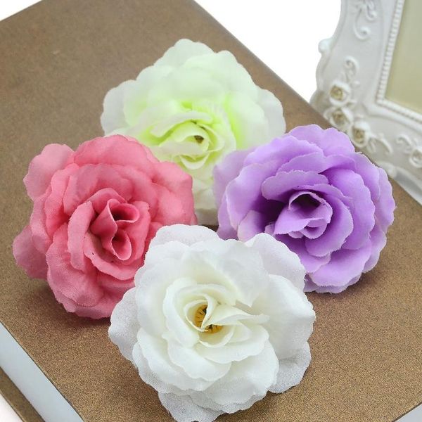 

10pcs pink purple glitter artificial silk flower heads for wedding decoration scrapbooking diy hand carft car fake large sqceuy