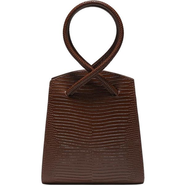 

lizard-print leather one-shoulder underarm bag female double spiral handle handbag vintage mini messenger bag