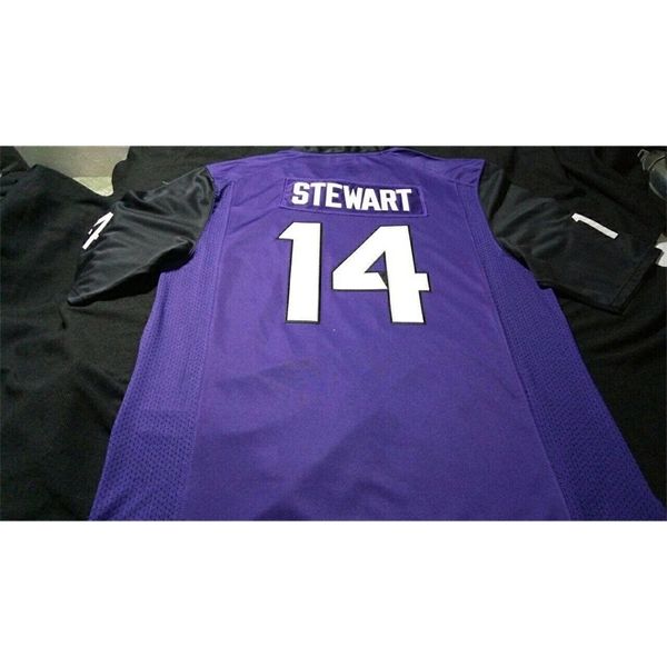 

3421 #14 purple jarrison stewart tcu horned frogs alumni college jersey or custom any name or number jersey, Black