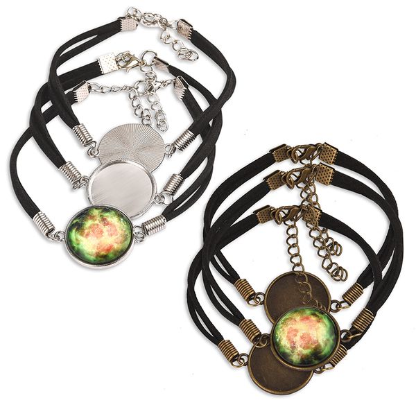 

heap Jewelry Findings & Components 20pcs Semifinished Leather Bracelet Blanks Fit 20mm Round Cabochon Base Setting Cameo Bezels Tray For ...