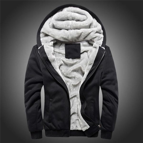 

men's winter coat casual warm fleece hoodie winter warm fleece zipper sweater jacket outwear coat oversized with zipper, Black;brown