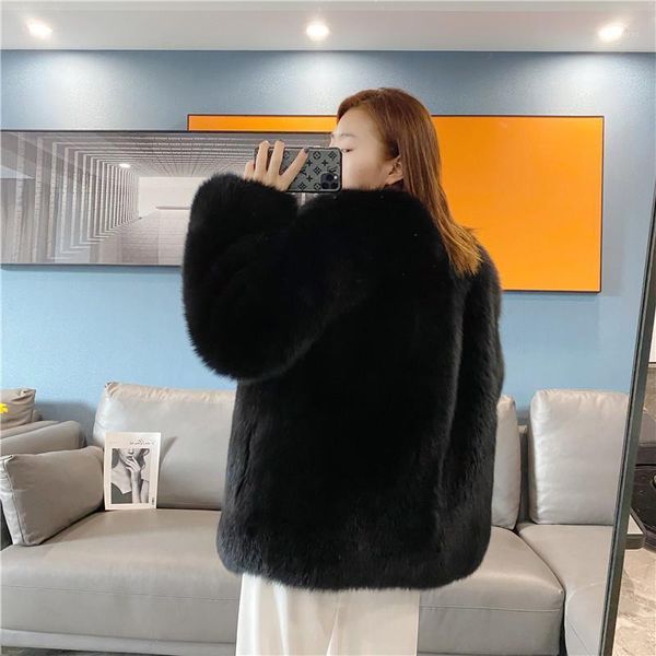 

thick natural fur coat women's real fur jacket genuine overcoat1, Black