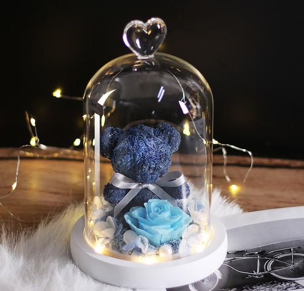

diy festival christmas flowers bear in valentine's teddy birthday rose day decoration home dome wedding glass gifts wmthf bdegarden