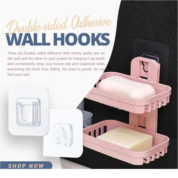 

10/5/1pair double-sided self adhesive wall hooks household 6*6cm seamless hooks reusable anti-slip wall mounted hook o wmtefb