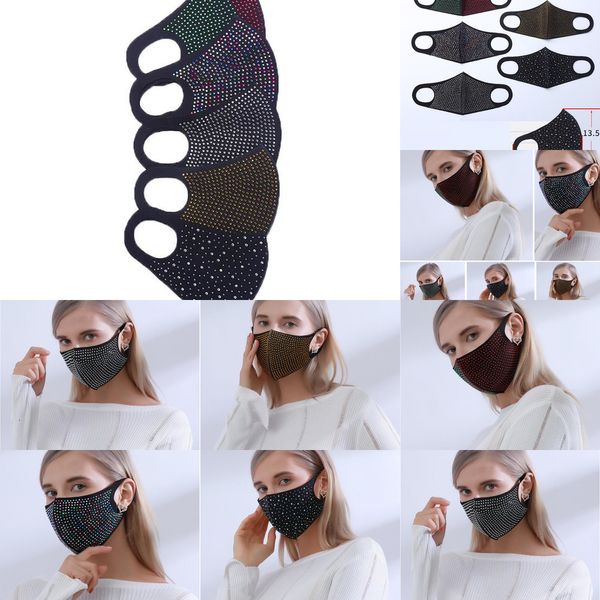 

factorysd7mdustproof mask protective fashion bling diamond mouth masks washable reusable women colorful rhinestones face