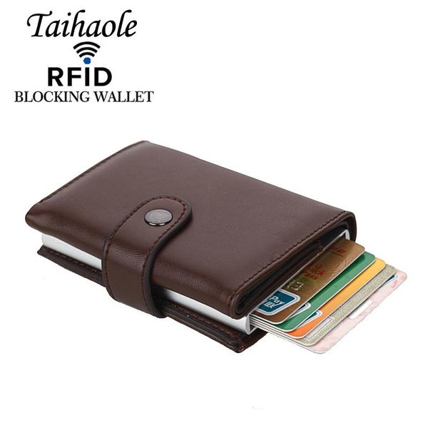 

2021 genuine leather holder aluminium men women wallet netherlands selling business card case, Brown;gray